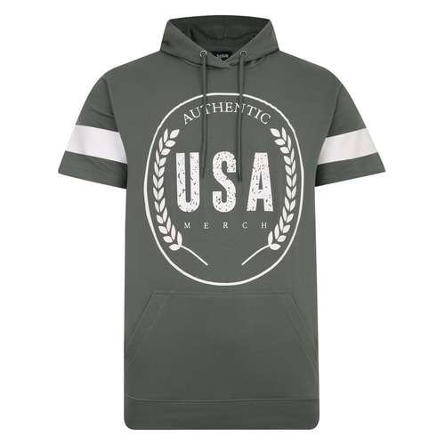 Bigdude USA Print Short Sleeve Hoody Sage Green